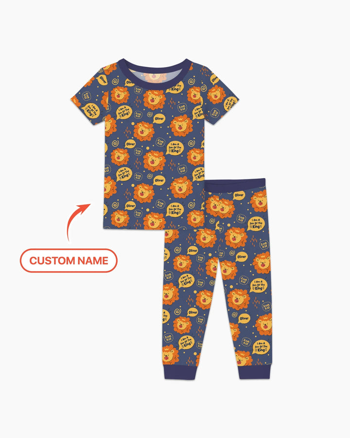 Soy Hijo Del Rey Pijama de dos piezas de manga corta con nombre personalizado