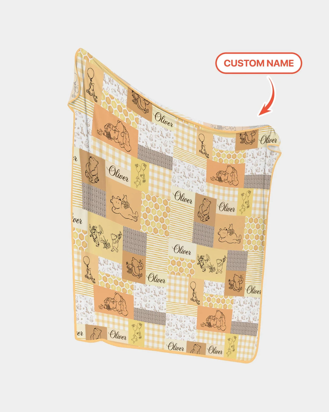 Personalized Classic Bear Patchwork Bamboo Blanket