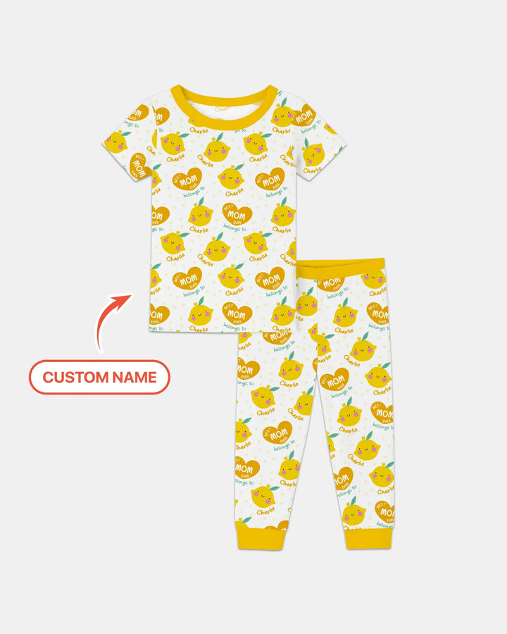 Custom Name Best Mom Ever Belongs to Bamboo Two Piece Short Sleeve Pajama Set