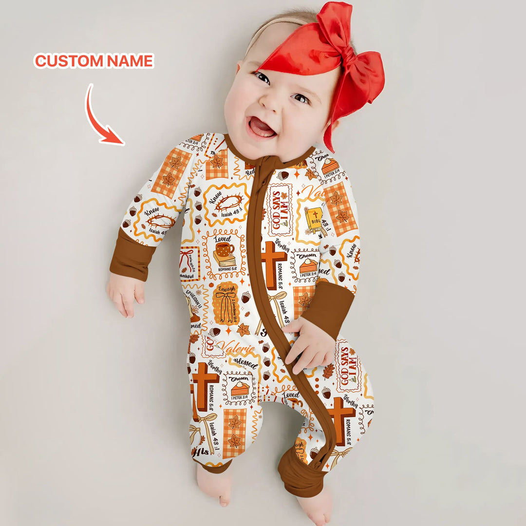 Custom Name I Am Thankful For Jesus Convertible Zippy , Custom Name I Am Thankful For Jesus Convertible Zippy - 0-3M