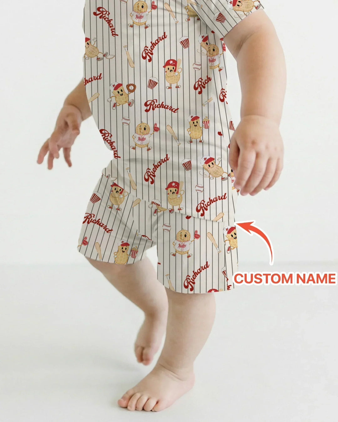 Custom Nam Retro Ballgame Bamboo Two Piece Short Sleeve Shorts Pajama Set