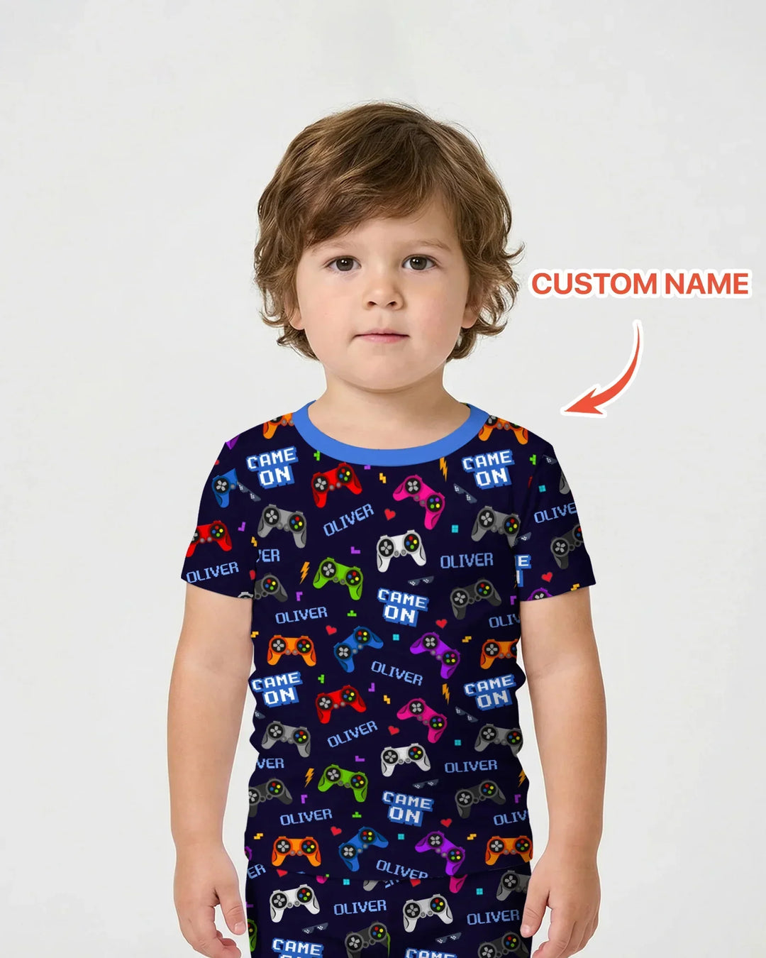Custom Name Game On Family Matching Bamboo Two Piece Short Sleeve Shorts Pajama Set