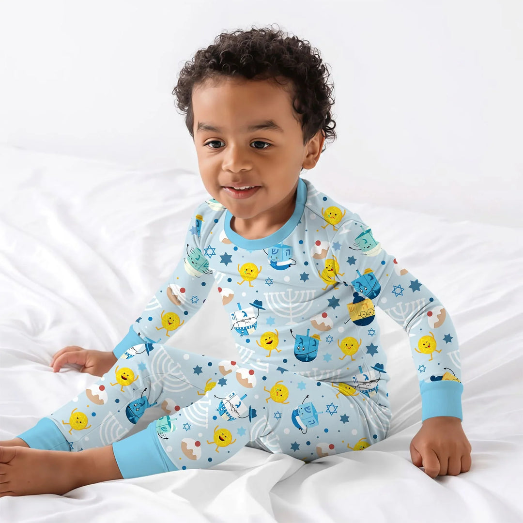 Hanukkah Little Dreidel Family Two Piece Long Sleeve Pajama Set