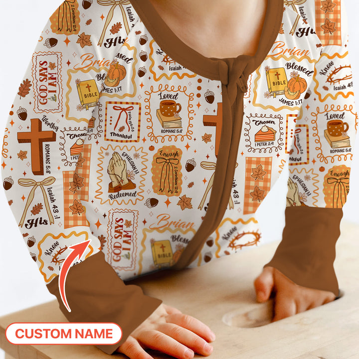 Custom Name I Am Thankful For Jesus Convertible Zippy , Custom Name I Am Thankful For Jesus Convertible Zippy - 0-3M