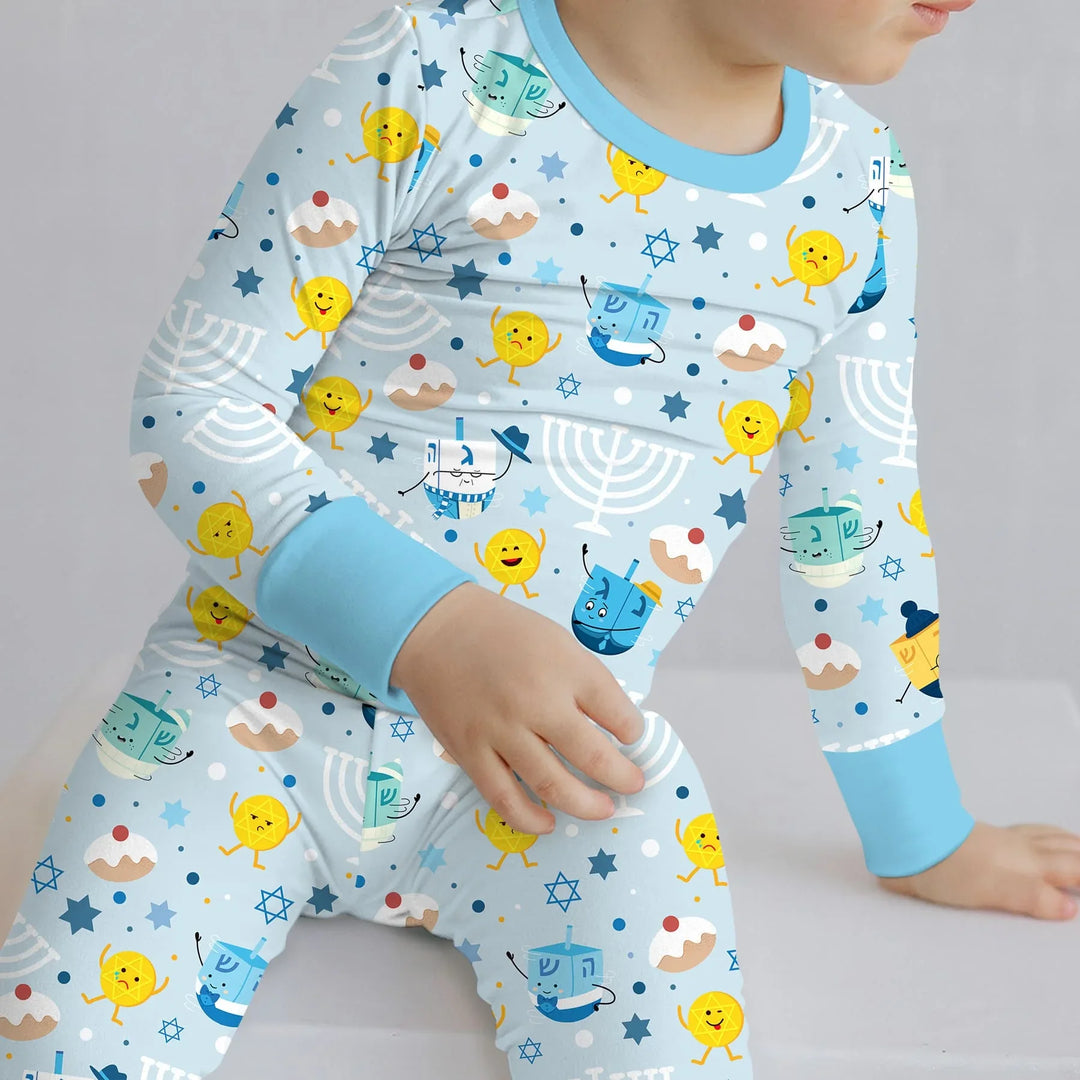 Hanukkah Little Dreidel Family Two Piece Long Sleeve Pajama Set