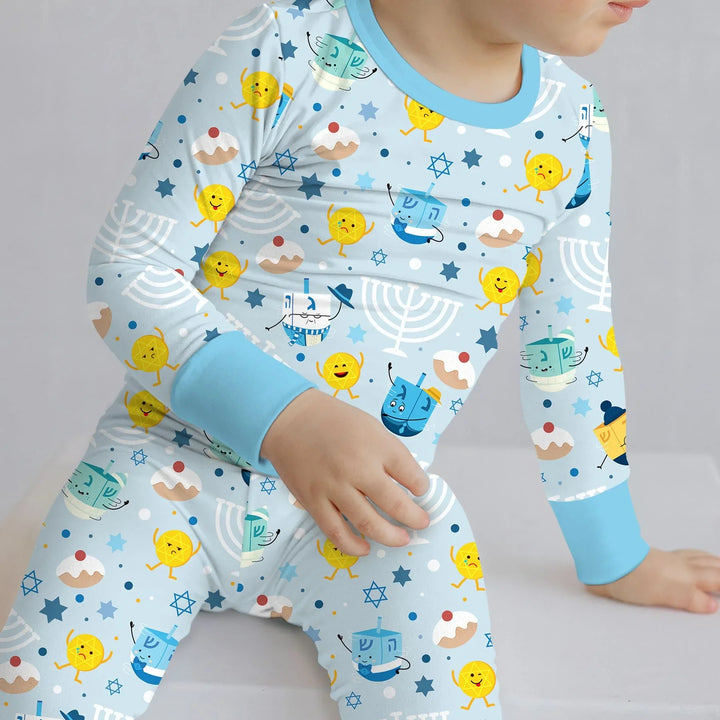 Hanukkah Little Dreidel Family Two Piece Long Sleeve Pajama Set