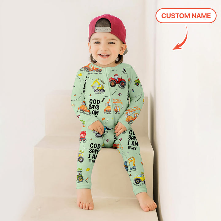 Custom Name God Says I Am Boy Two Piece Long Sleeve Pajama Set
