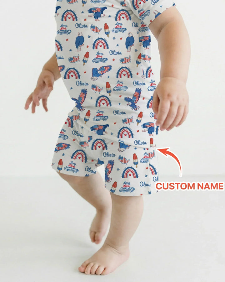 Zweiteiliges Pyjama-Set mit kurzen Ärmeln und Shorts im Sommer-Design