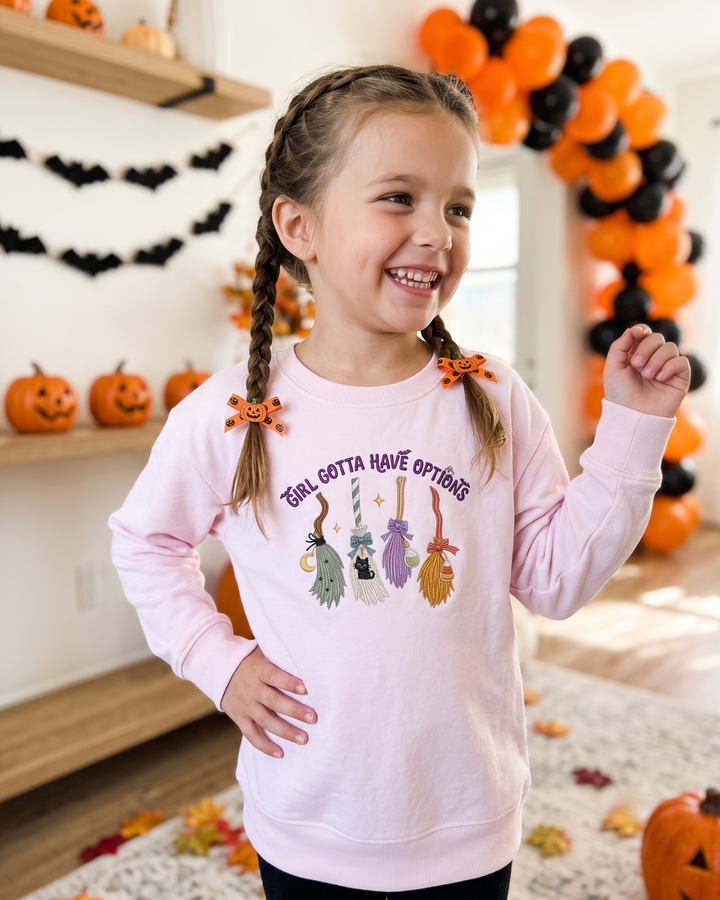 Girl Gotta Have Options Embroidered Bamboo Crewneck Sweatshirt