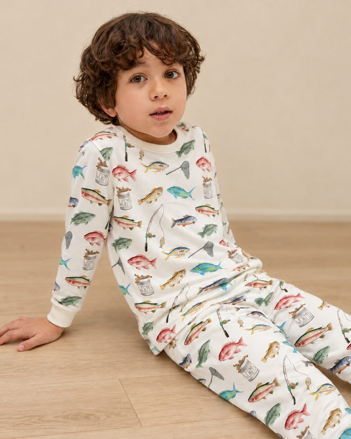Conjunto de pijama de dos piezas de bambú Gone Fishing