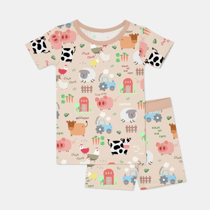 Farm Yard Two Piece Short Sleeve Shorts Pajama Set
