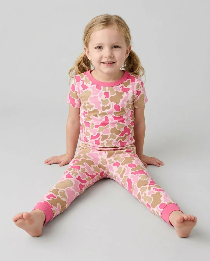 Mallard Duck Hunting Camouflage Bamboo Two Piece Short Sleeve Pajama Set