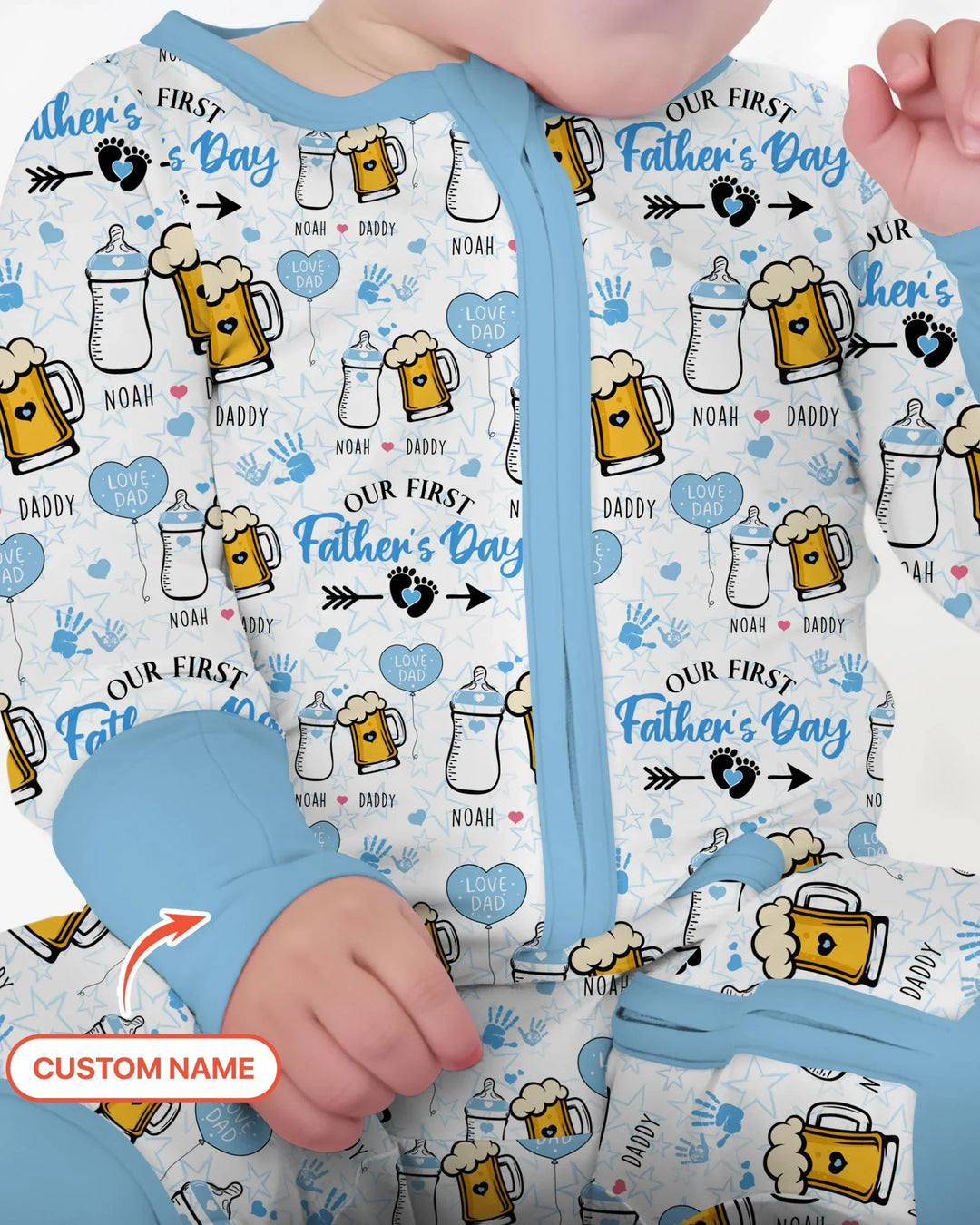 Custom Name First Father's Day Drink Bamboo Convertible Zippy