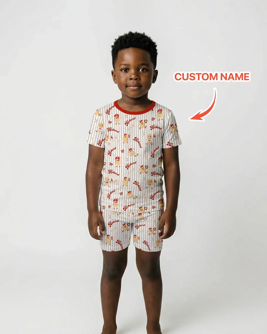 Custom Nam Retro Ballgame Bamboo Two Piece Short Sleeve Shorts Pajama Set
