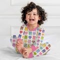 Pijama de dos piezas de bambú de manga larga con estampado Rainbow Bears Affirmation