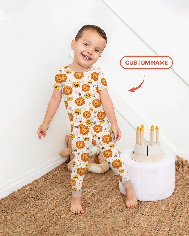 Soy Hijo Del Rey Pijama de dos piezas de manga corta con nombre personalizado