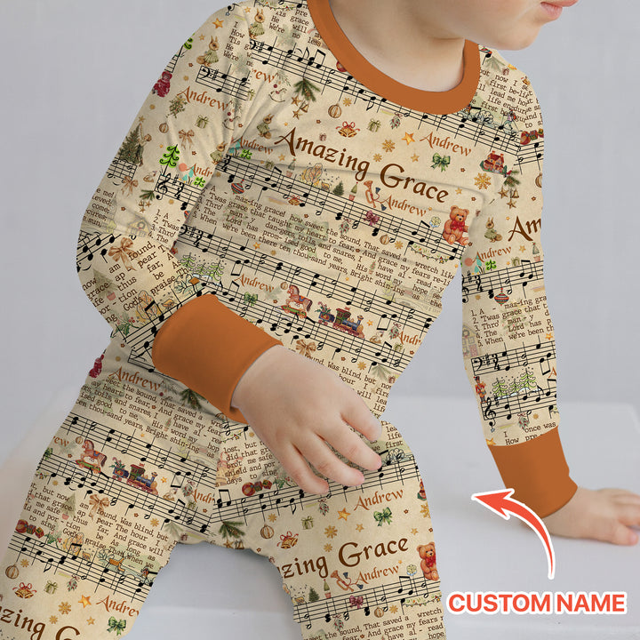 Amazing Grace Custom Name Two Piece Long Sleeve Pajama Set