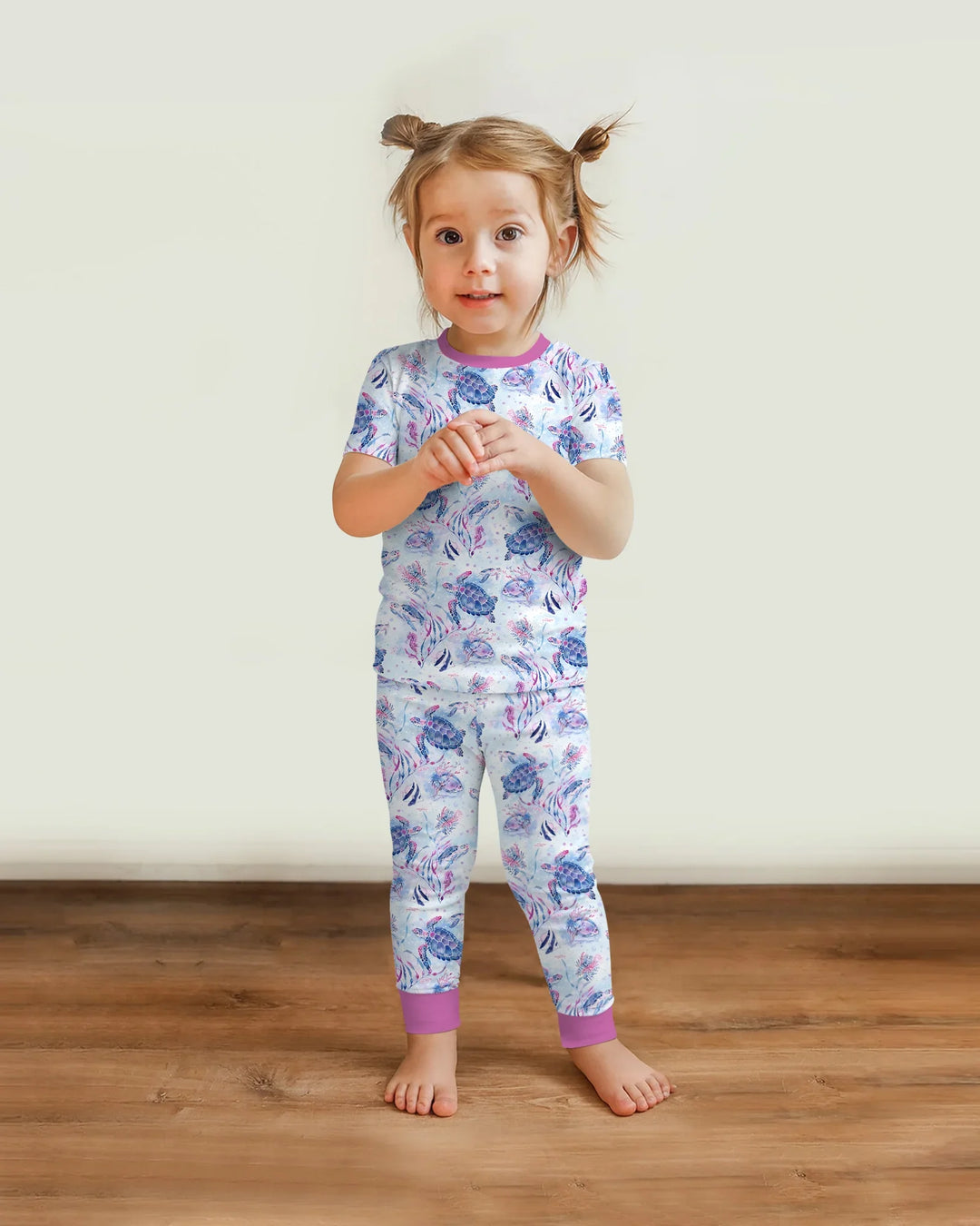 Little Turtles Family Matching Bamboo Two Piece Short Sleeve Pajama Set