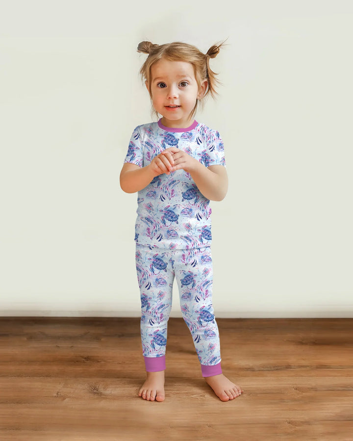 Little Turtles Family Matching Bamboo Two Piece Short Sleeve Pajama Set
