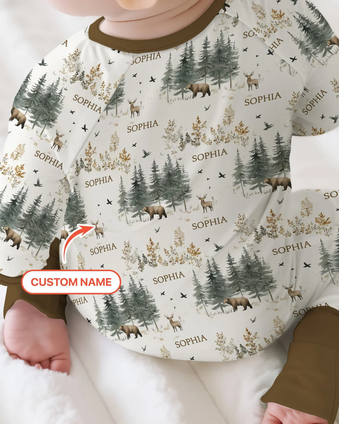 Custom Name Forest Bear Deer Bamboo Convertible Zippy