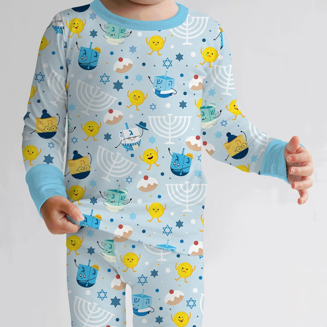 Hanukkah Little Dreidel Family Two Piece Long Sleeve Pajama Set