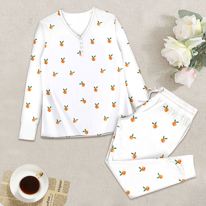 Bamboo Orange Fruit Pattern Outfit for Women – Chic and Cozy