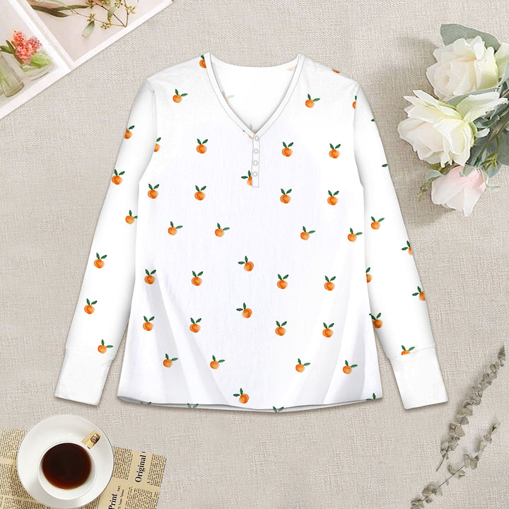 Bamboo Orange Fruit Pattern Outfit for Women – Chic and Cozy