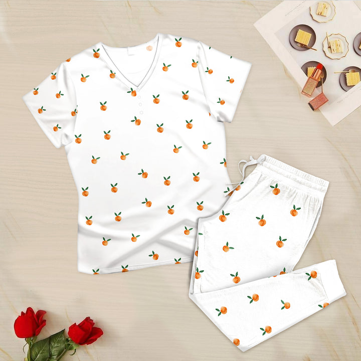 Bamboo Orange Fruit Pattern Outfit for Women – Chic and Cozy