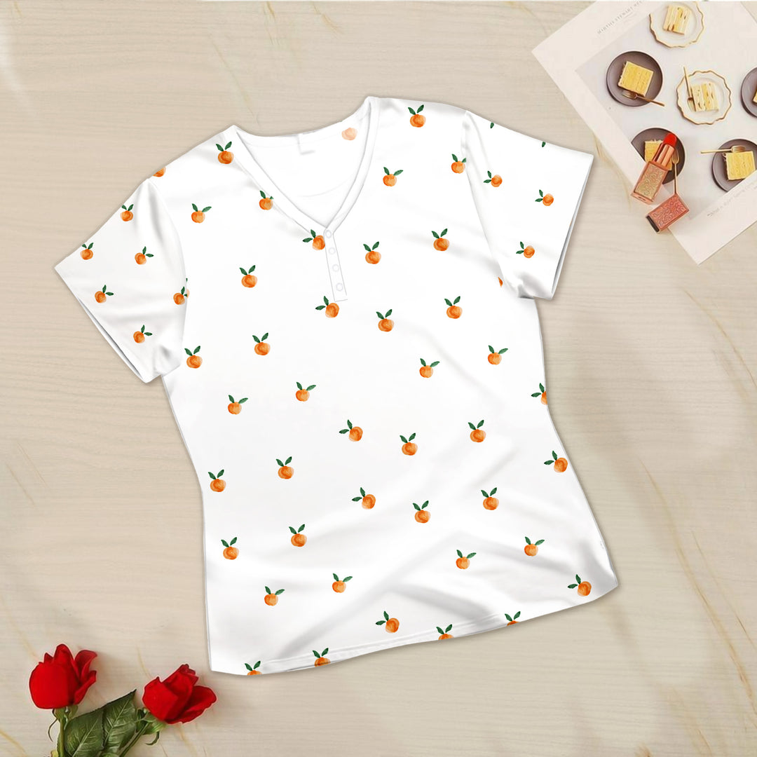 Bamboo Orange Fruit Pattern Outfit for Women – Chic and Cozy