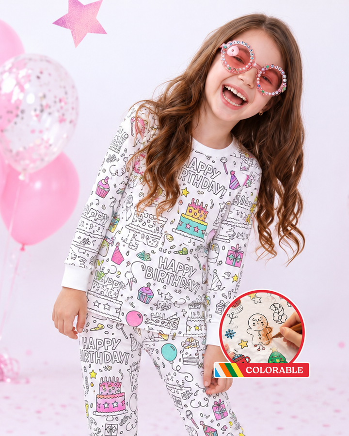 Conjunto de Pijama de Dos Piezas de Bambú para Colorear para Celebración de Cumpleaños
