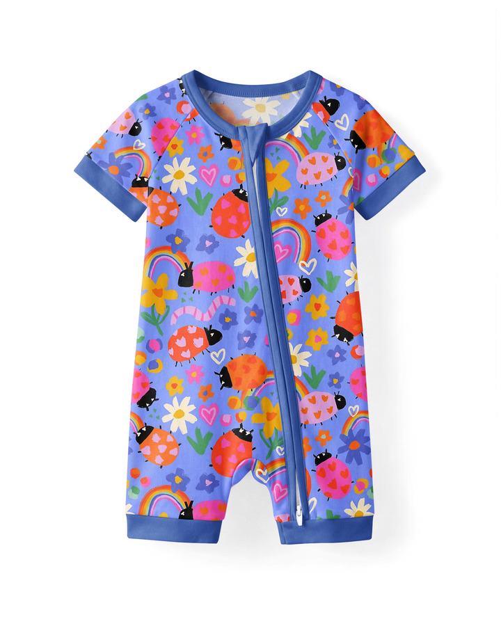 Lady Bugs Bamboo Shorty Zippered Romper