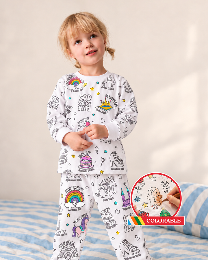 God Says I am Girl Colorable Bamboo Two Piece Pajama Set