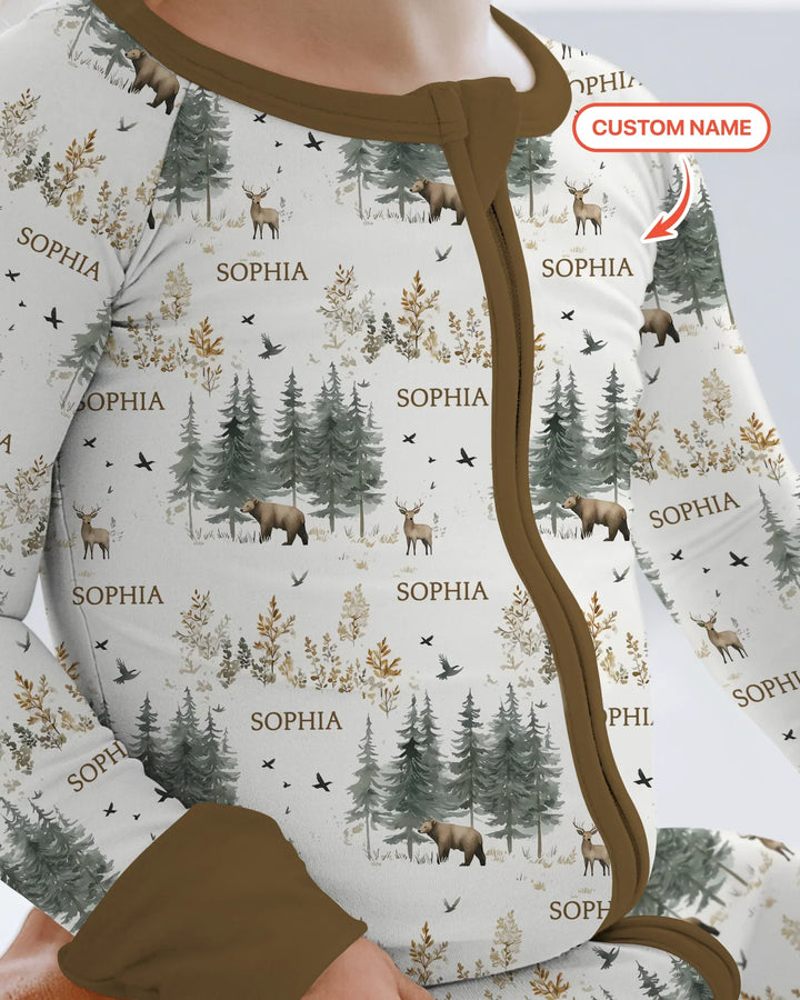 Custom Name Forest Bear Deer Bamboo Convertible Zippy