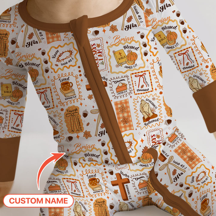 Custom Name I Am Thankful For Jesus Convertible Zippy , Custom Name I Am Thankful For Jesus Convertible Zippy - 0-3M