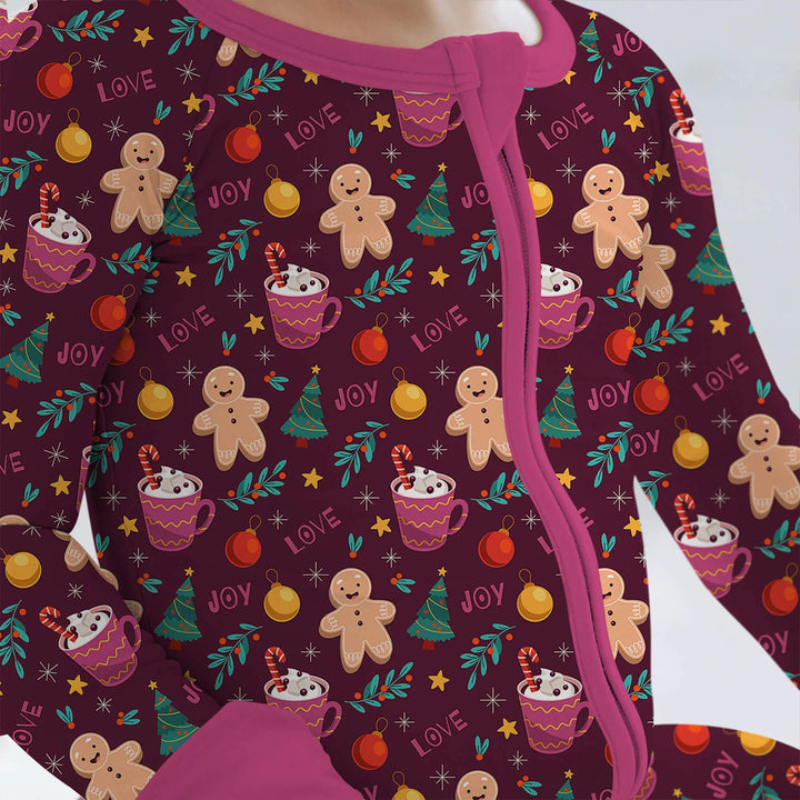 Christmas Ginger Bread Convertible Zippered Romper