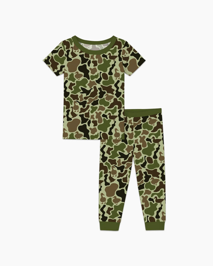 Mallard Duck Hunting Camouflage Bamboo Two Piece Short Sleeve Pajama Set