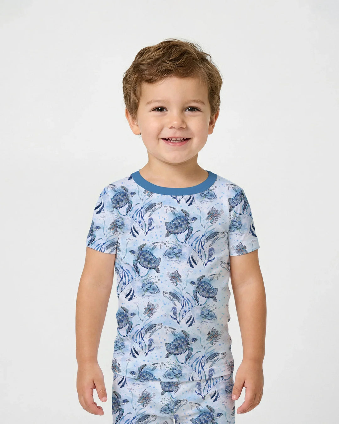 Little Turtles Family Matching Bamboo Two Piece Short Sleeve Pajama Set