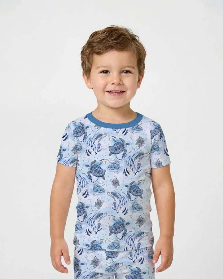 Little Turtles Family Matching Bamboo Two Piece Short Sleeve Pajama Set