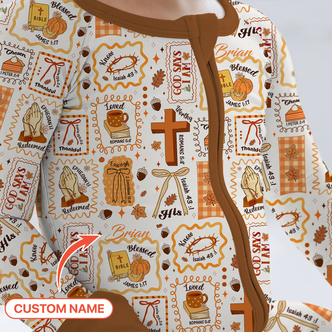Custom Name I Am Thankful For Jesus Convertible Zippy , Custom Name I Am Thankful For Jesus Convertible Zippy - 0-3M
