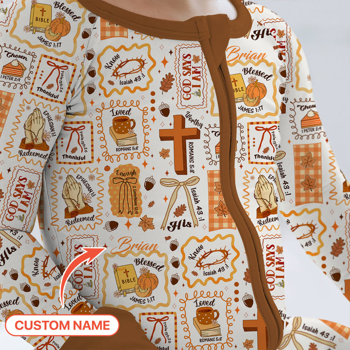 Custom Name I Am Thankful For Jesus Convertible Zippy , Custom Name I Am Thankful For Jesus Convertible Zippy - 0-3M