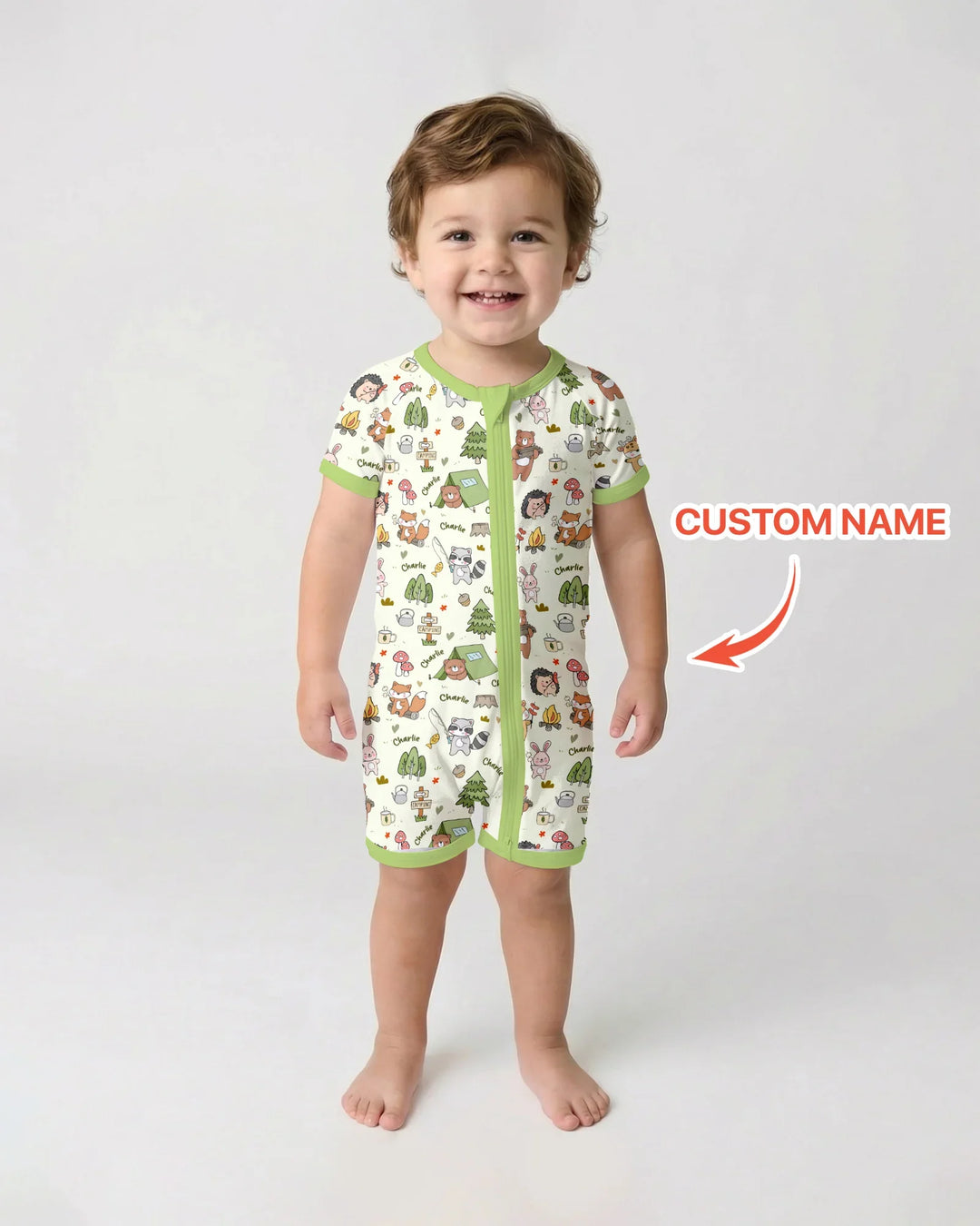 Custom Name Little Camp Buddies Bamboo Shorty Zippy