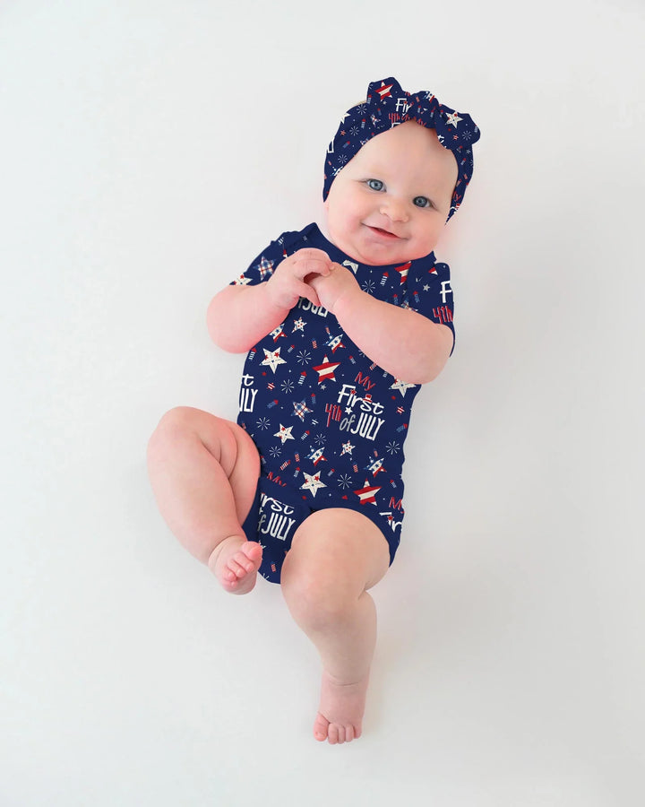 My First 4th of July Star Striped Bamboo Bodysuit