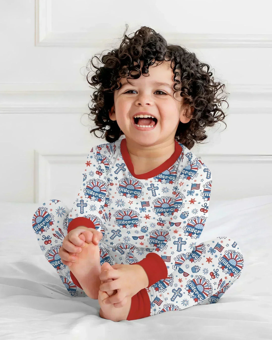One Nation Under God Family Matching Bamboo Two Piece Long Sleeve Pajama Set
