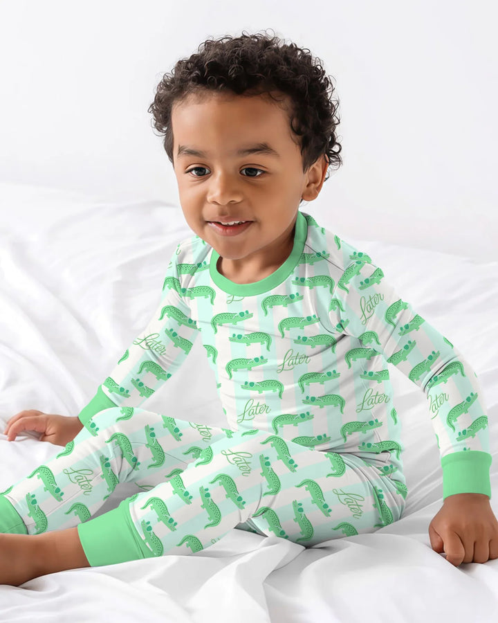 Later Gator Bamboo Two Piece Long Sleeve Pajama Set