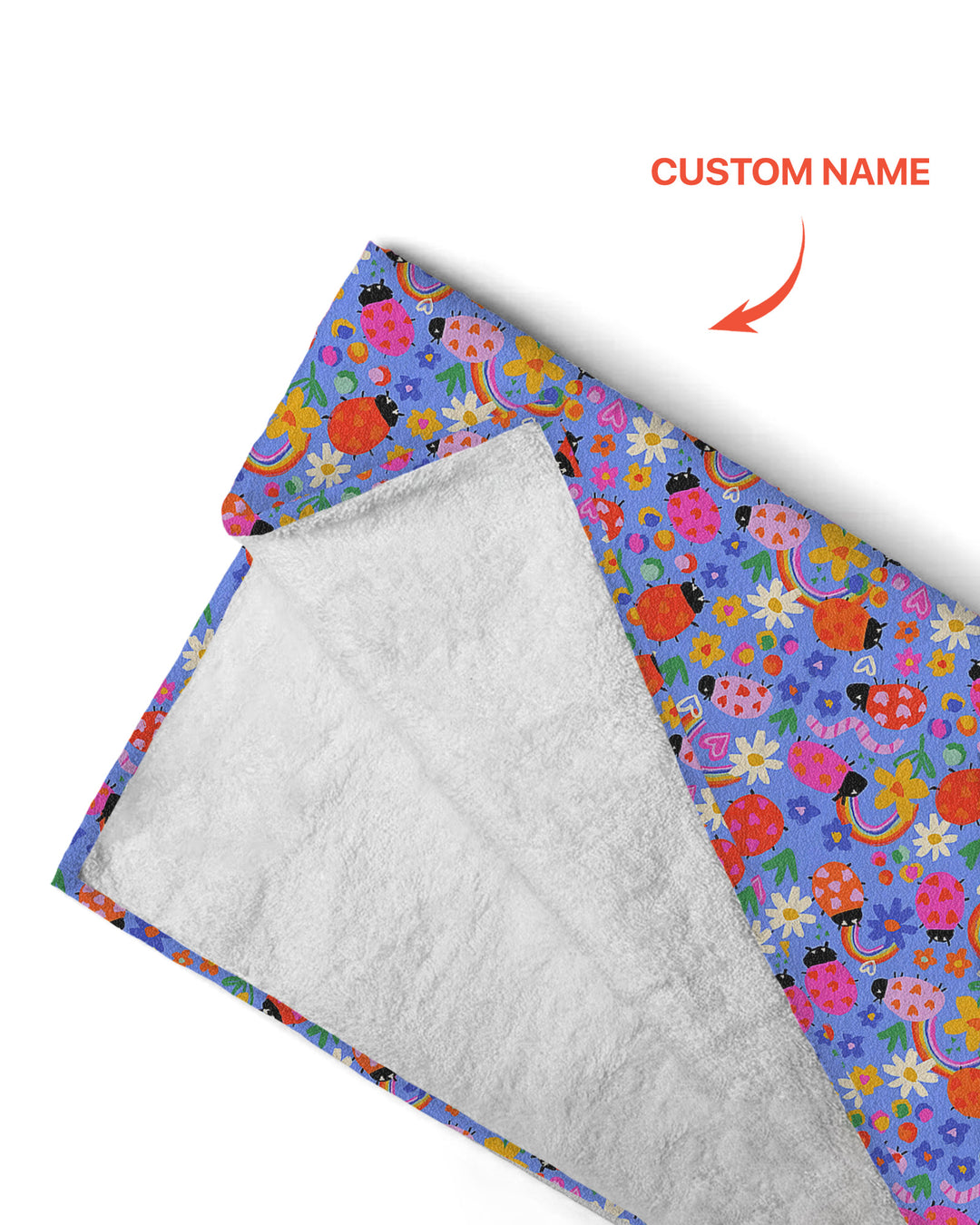 Custom Name Lady Bugs Beach Towel