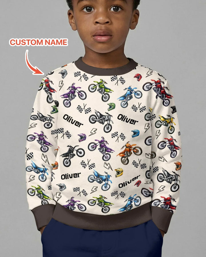 Personalisiertes Little Dirt Bike Rider Bambus Rundhals-Sweatshirt