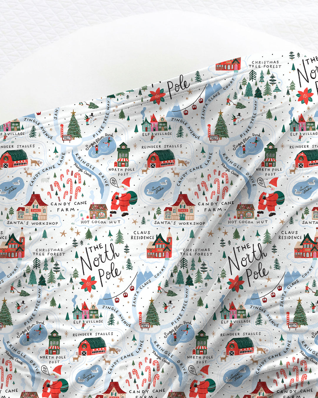 The North Pole Map swaddle blanket