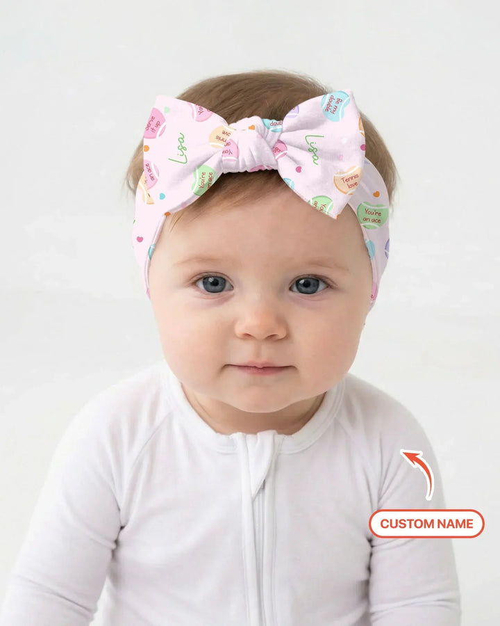 Custom Name Tennis Candy Hearts Headband