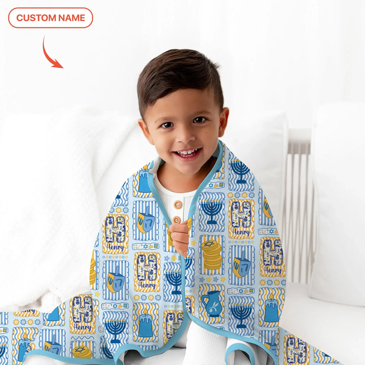 Custom Name Hanukkah Wonderland Toddler Blanket