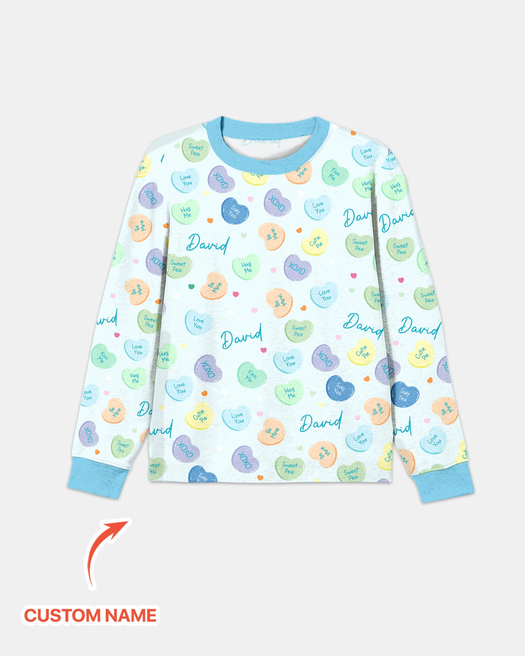 Custom Name Colorful Candy Hearts Family Matching Men's Pajama Set